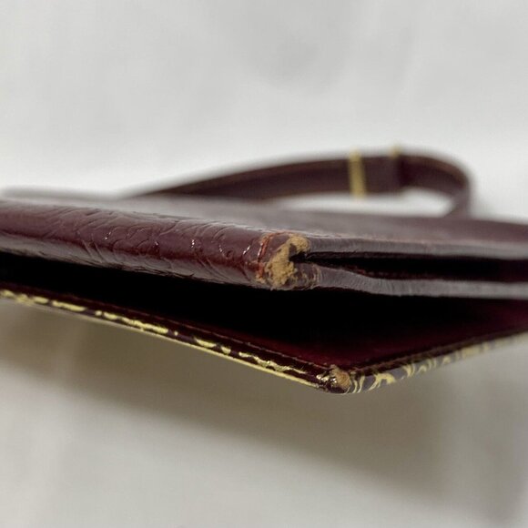 PITTI Italian Mid Century Blood Red Gilt Embossed Leather Clutch Wallet Gorgeous - Picture 11 of 16